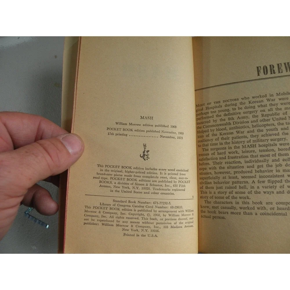 M*A*S*H Richard Hooker 1973 17th Printing Pocket Books Classic Fiction